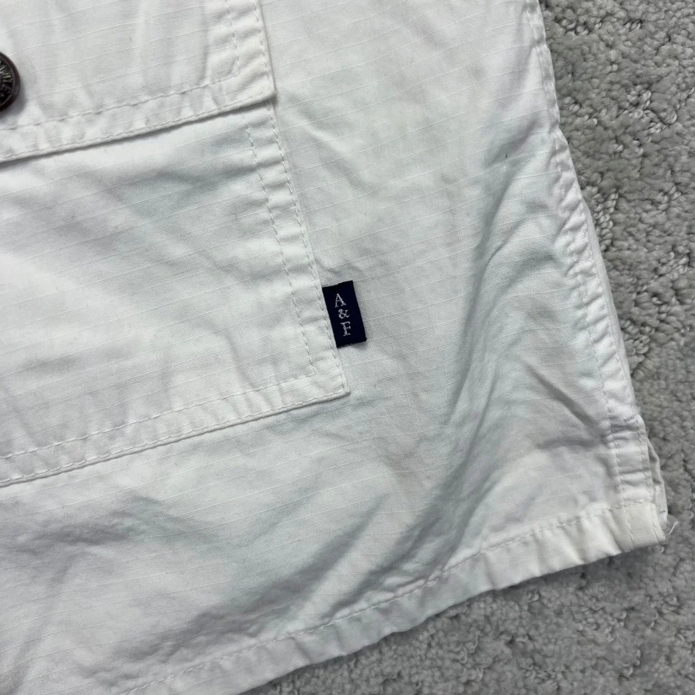 Abercrombie & Fitch Mini Skirt Womens 2 White Cotton Button Snap Front Micro Y2K